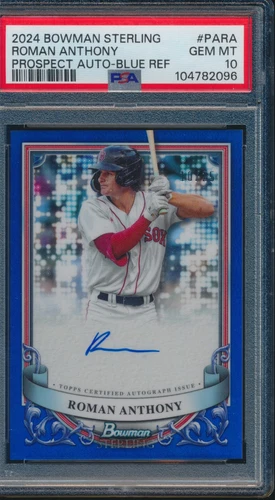 PSA 10 ROMAN ANTHONY AUTO 2024 Bowman Sterling BLUE REFRACTOR/25 RC GEM MINT