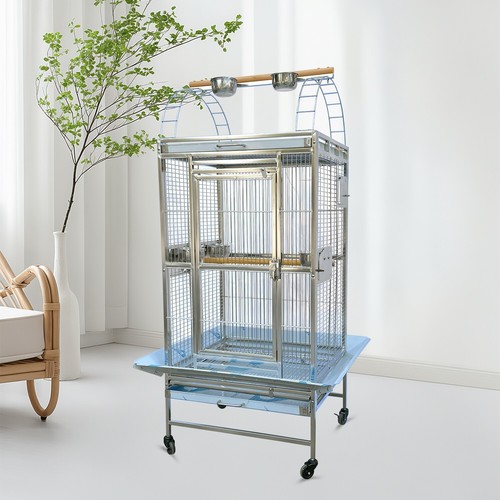 SUS201 Stainless Steel Parrot Cage 60x50x143cm Play Top Bird Cage Big Macaw cage