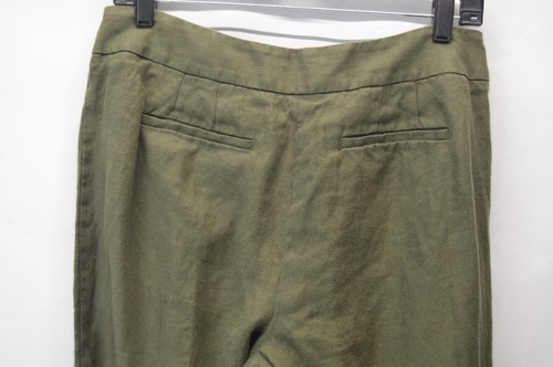 Pantalone Talbots 100% lino donna 8 verde oliva Heritage Boho tessuto costiero 32/25 - Foto 8 di 12