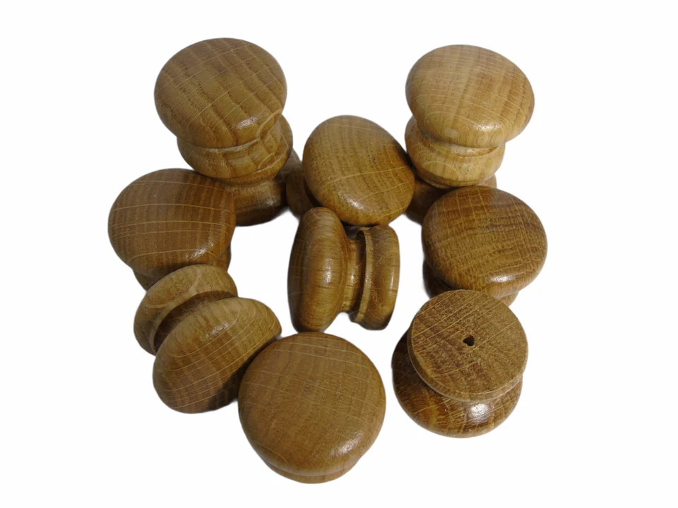 35mm OAK Solid Wood Wooden KNOBS lacquered handle drawer cupboard furniture - Image 3 of 4