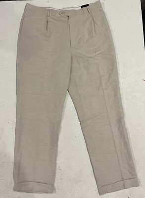 Axcess Liz Claiborne Women's Beige Straight Leg Pants Hemmed 38x32 Rayon