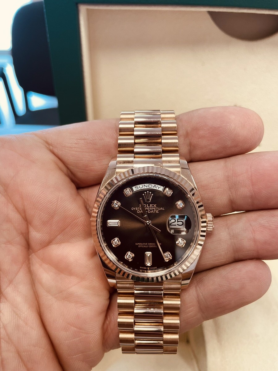 Ombre Dial Rolex Day Date Rose Gold On Wrist Rolex Chocolate Day
