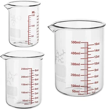 3 Piece High Borosilicate Glasss Liquid Measuring Cups, Includes 150Ml(5Oz),250M