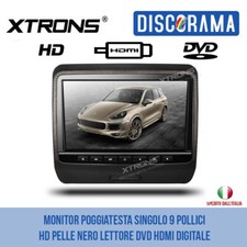 MONITOR POGGIATESTA SINGOLO 9 POLLICI HD PELLE NERO LETTORE DVD HDMI DIGITALE 