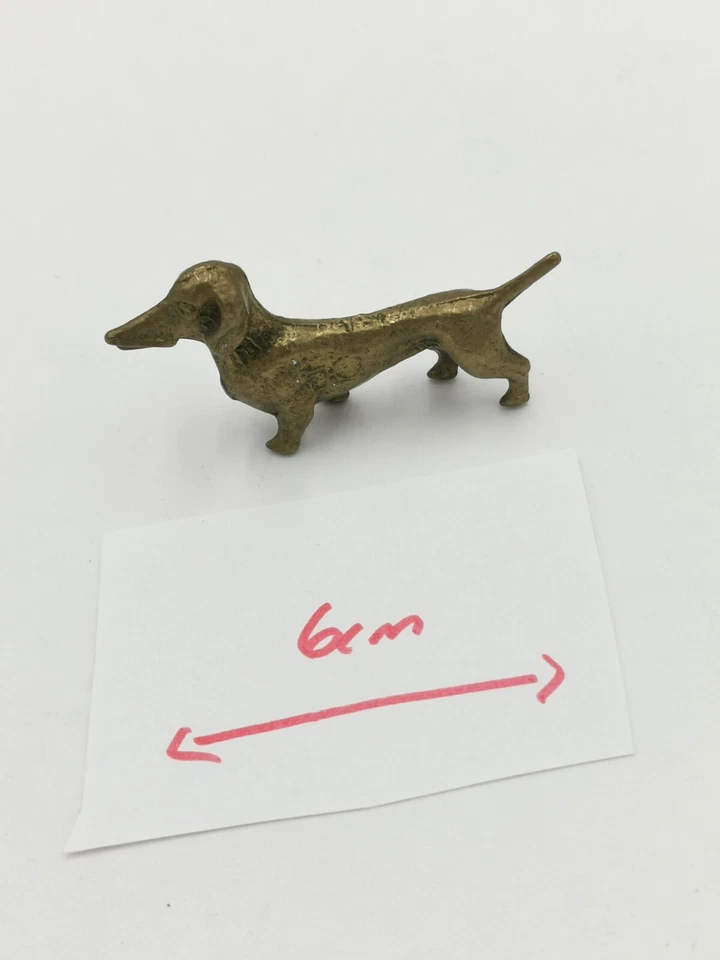 Figur Dackel Pudel klein alt antik Messing Metall du Hund du - Bild 3 von 3