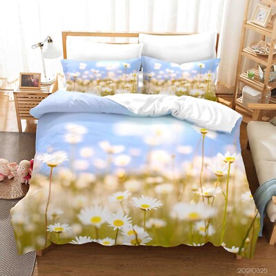 3D Flowers Fields Flora Quilt Cover Set Bedding Sets Pillowcases Queen