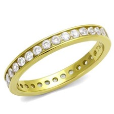 14K Yellow Gold Plated Round Cut CZ Eternity Wedding 3mm Band Ring