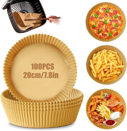 Bestpreis 100x Heißluftfritteuse Backpapier Airfryer Paper Rund 20x20x4,5cm NEU - Bild 2 von 19