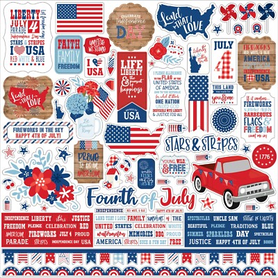 AMERICA 12x12 Element Stickers Echo Park July 4th Scrapbook Cardmaking