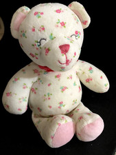 Carter's Plush TEDDY BEAR Lovey Rosebud FLOWERS 10in White Pink