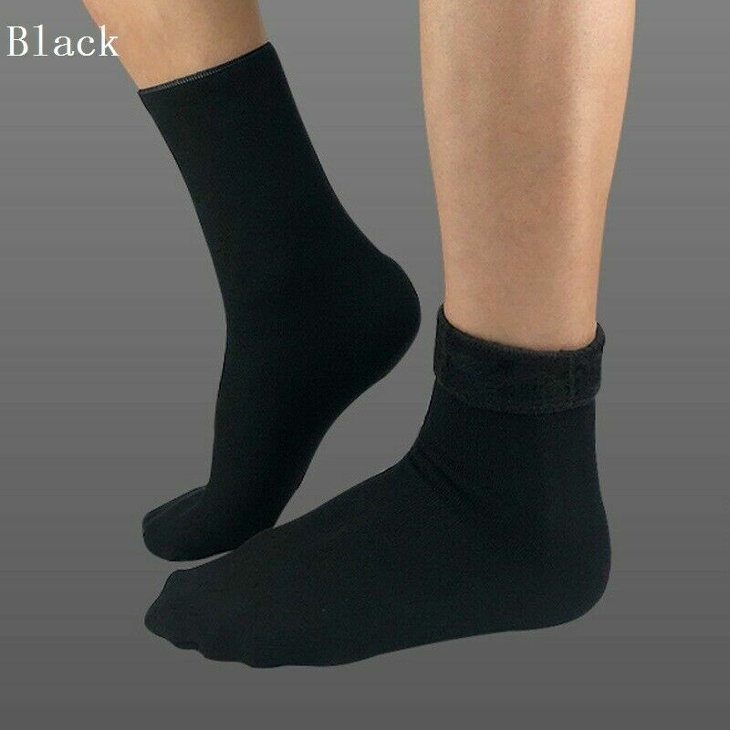5 Pairs Men's Winer Warm Socks Cotton Blend Plush Solid Soft Lounge Bed Socks