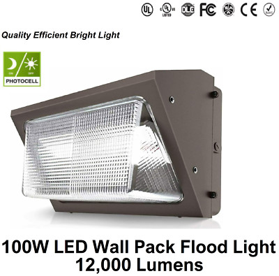 2-Pack 100W LED OUTDOOR WALL PACK Light 5000K Dusk to dawn Glass Lens IP65 UL