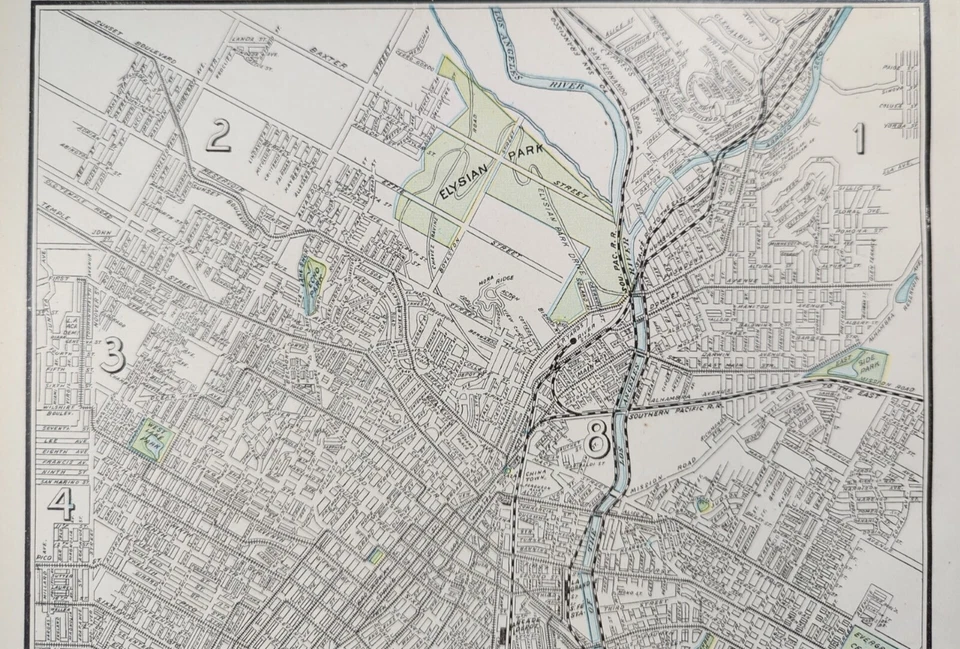 Vintage 1905 LOS ANGELES CALIFORNIA Map 11"x14" Old Antique Original CHINATOWN - Image 4 of 4