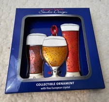 Regent Square Studio Design European Crystal Christmas Ornament Beer Glasses