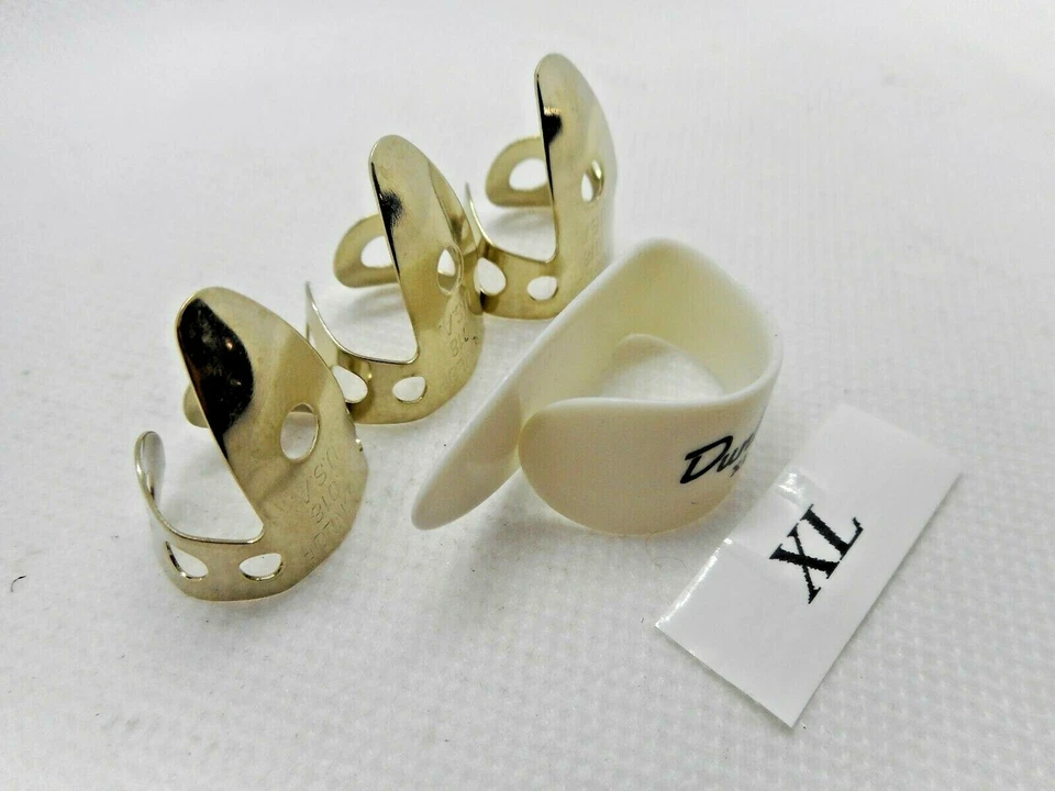 Juego de 4 selecciones Dunlop EXTRA GRANDE púas para pulgares y púas para dedos de plata níquel de 0,020" Foto 4 de 4