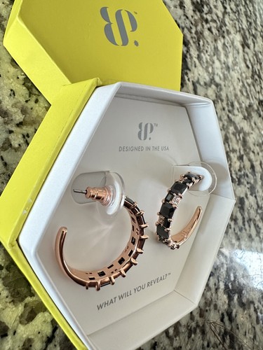 Bomb Party OG Earrings ~Rbp8823~A Beautiful Purpose ~Black Onyx/Rose Gold Hoops! - Picture 3 of 5