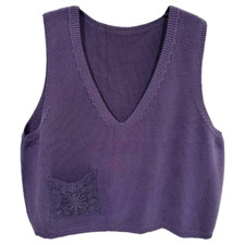 Ethnic Lady Knit Vest Tank Cotton Waistcoat Retro Sweater Jumper Pullover Top