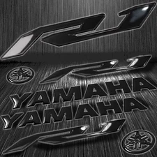 8"3D Vinyl Logo&Letter Decal+5.75"Fairing Sticker YZF-R1/R1M 2-Tone Glossy Black