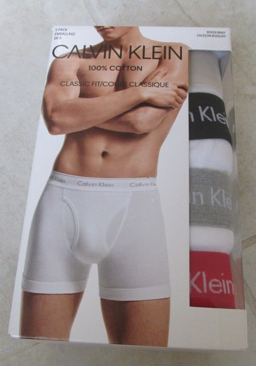 Men's Calvin Klein Classic Fit 100% Cotton 5 Pack Boxer Brief