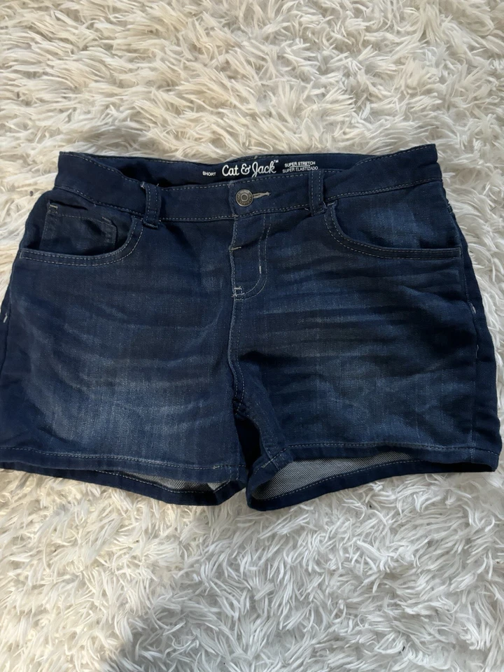Cat & Jack Girls Sz. 18 “ Short” Super Stretch Jean Shorts. Exc. Cond  - Image 2 of 4