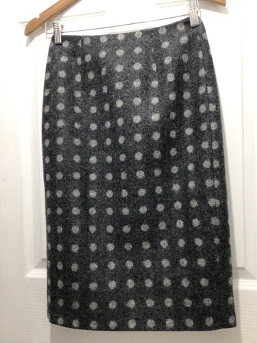 HOBBS Ladies Grey Spots Dots Tweedy Knee Length Pencil Skirt Size UK 8 EU 36