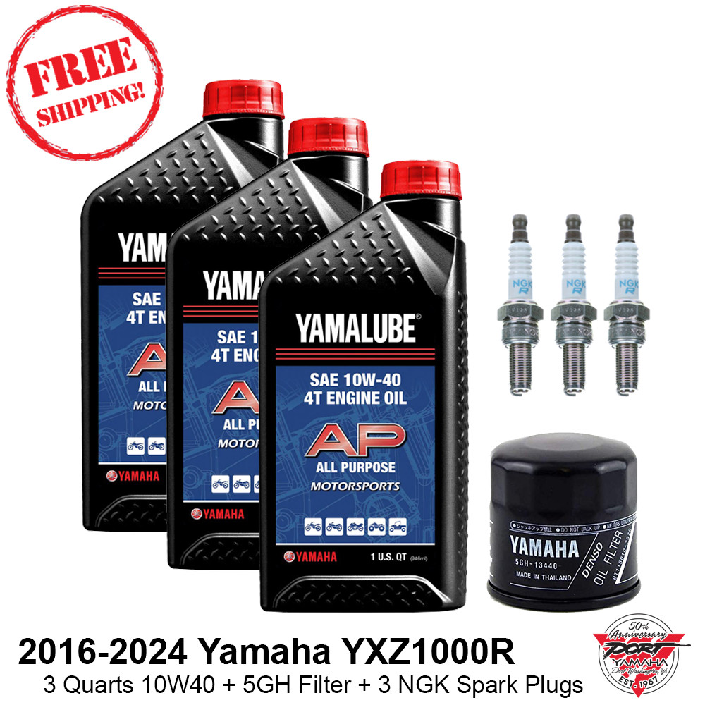 2016-2025 Yamaha YXZ 1000R Oil Change Kit w/ NGK Spark Plugs CR9EB 3 SS SE XTR