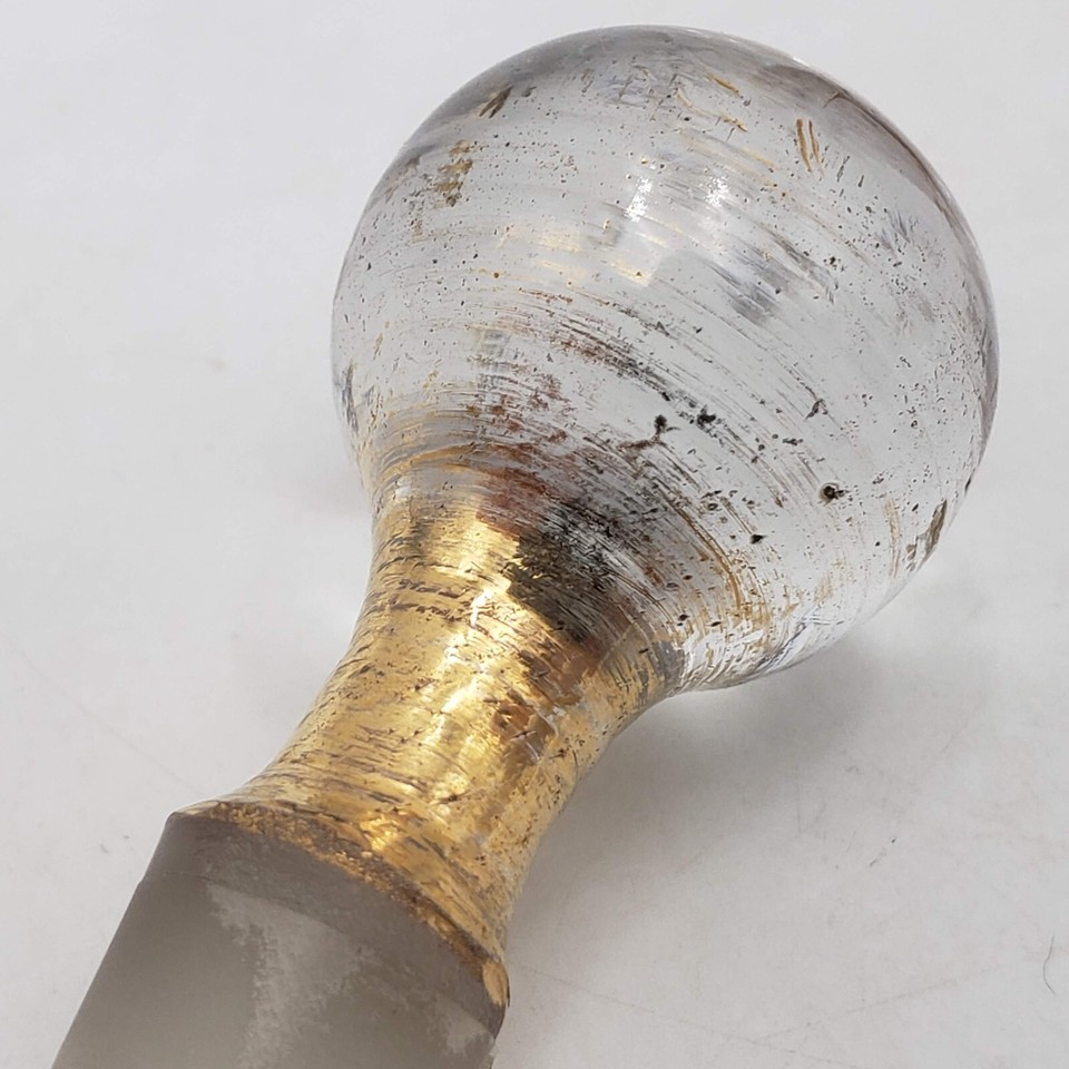 Vintage/Antique Hand Enameled Glass Cranberry Perfume Bottle w/ Stopper