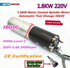 1.8KW 220V ISO20 ATC WATER SPINDLE MOTOR AUTOMATIC TOOL CHANGE 24000RPM 80mm CNC