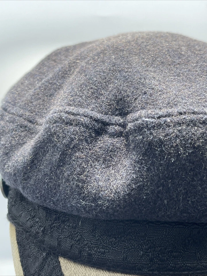 De colección PETER GRIMM Mezcla de Lana Cabbie Pescador Sombrero Gorra Negra con Borde Bordado Foto 2 de 4