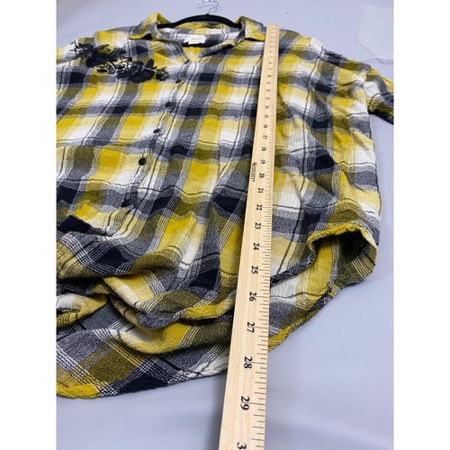 Maeve Yellow Checkered All day Wear Shirt Floral Tunic Shirt size Large Oversize - Picture 13 of 13