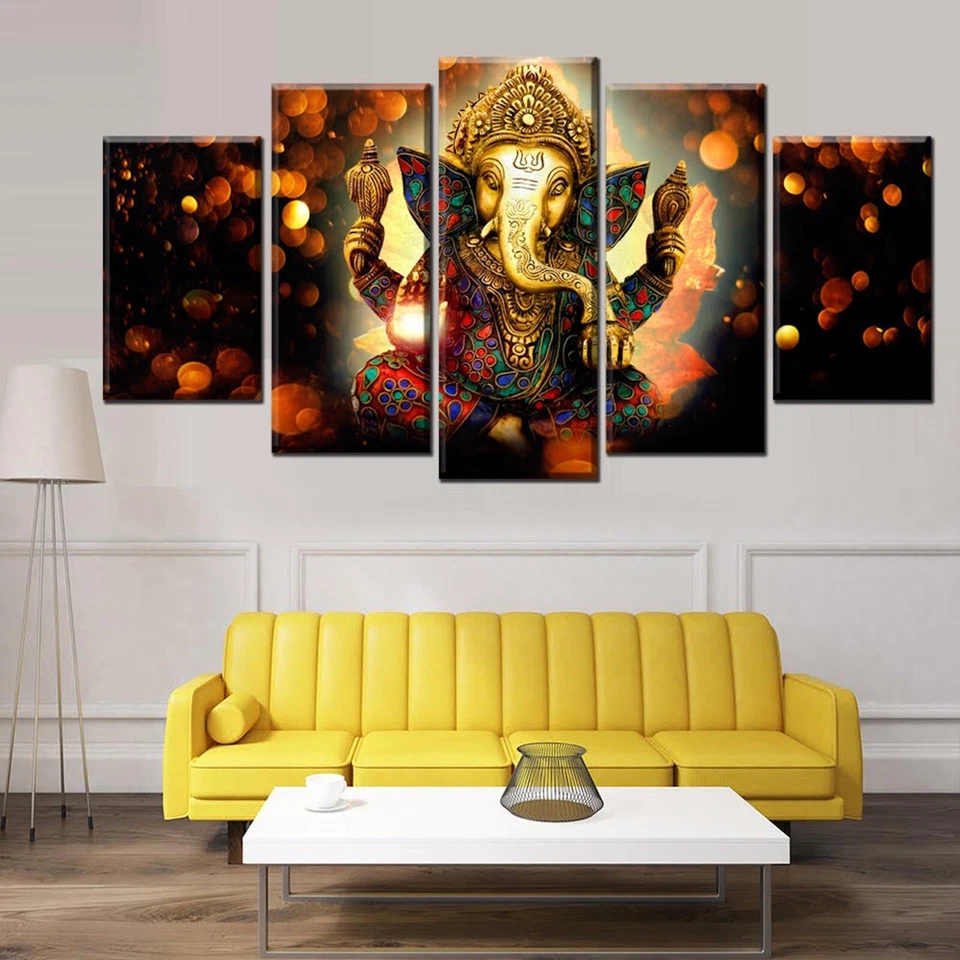 Hindu God Lord Ganesha Canvas Wall Art Painting Framed, Size:150cm X 80cm - Image 2 of 4