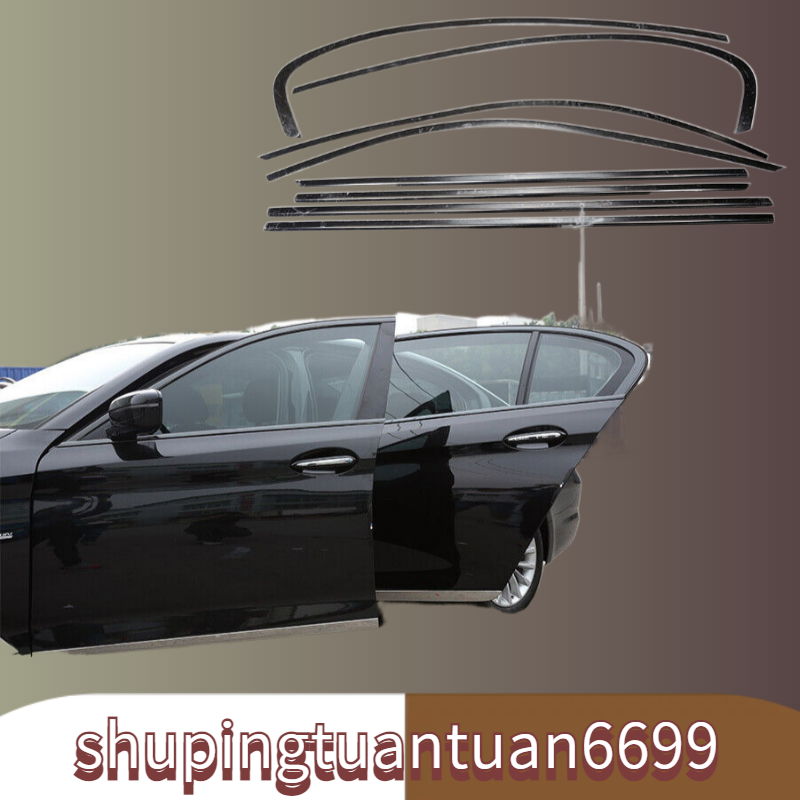 Window Molding Frame Cover Trim Strips Black Steel For 2018-21 BMW 5 Series G30