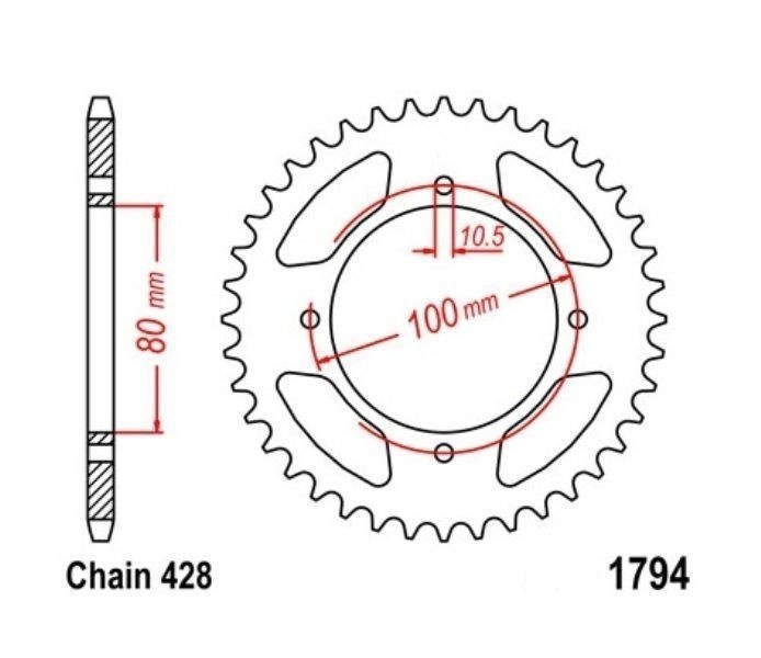 Roue à chaîne 45 pas 428 couronne arrière Suzuki GZ 125 Marauder 1998-2011