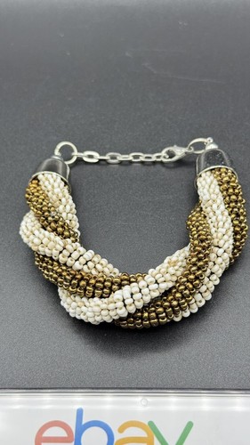 White & Gold Beads Bracelet - Picture 3 of 4