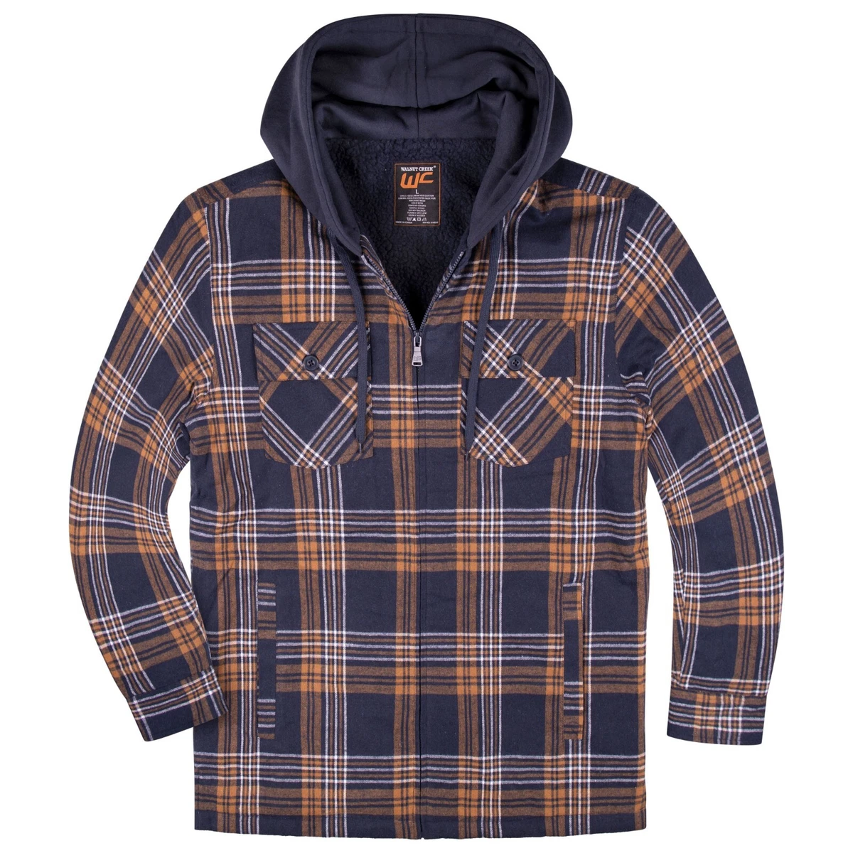 TOMEEK Hoodies voor heren met ritssluiting, fleece hoodie, casual, sherpa gevoerd sweatshirt met capuchon, thermische winterjas, warme dikke jassen met zakken voor mannen(Marineblauw 1,M