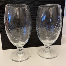 6 x Stella Artois Embossed Horn and Fanfare Logo Pint Chalice Glasses NEW