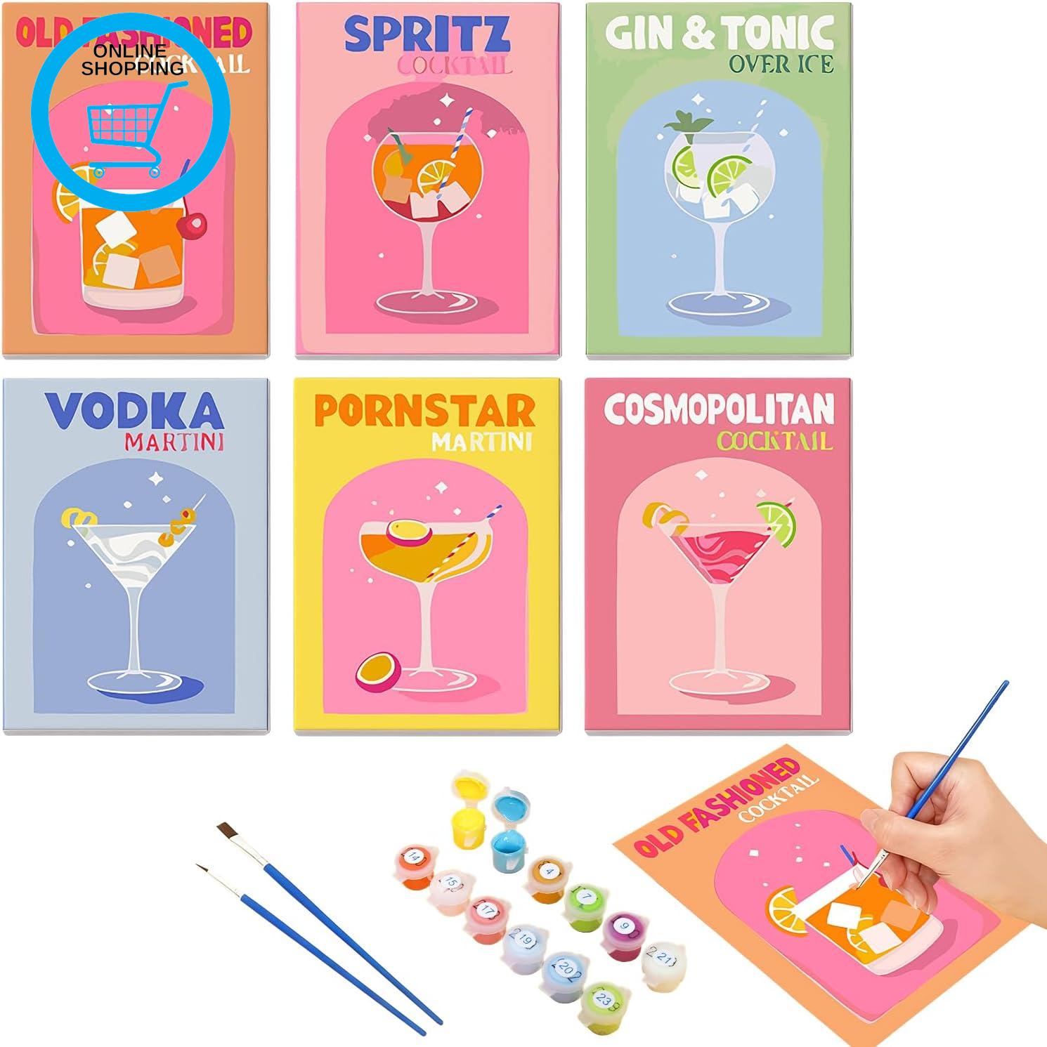 Cocktails Paint by Numbers Kits for Adults,Diy Beginner'S Cocktail Digital Oil P