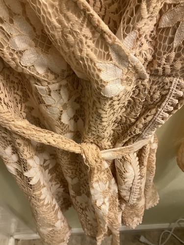 Neu Halfisland kleines Kleid Wickel bestickt Spitze Blumen beige launisch Twee Boho - Bild 6 von 15