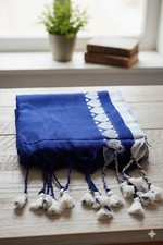 Mul cotton Royal Blue Saree with Silver Grace