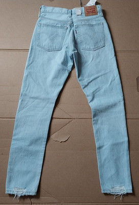 NEW w/ TAGS LEVI 501 button fly 25 x 28 Skinny Blue Ripped Jeans levis 25W 28L