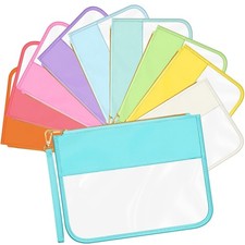 Sweetude 10 Pcs Nylon Makeup Bag Chenille Letter Clear Zipper Pouch Waterproo...