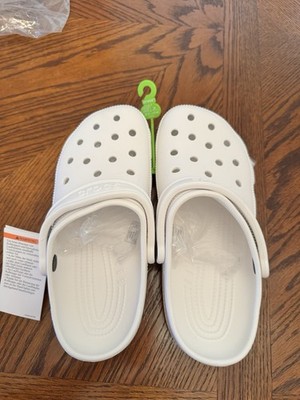 Crocs Crocs Classic White Clog Sandal Slip-On Rubber Logo Strap Unisex Mens US 6