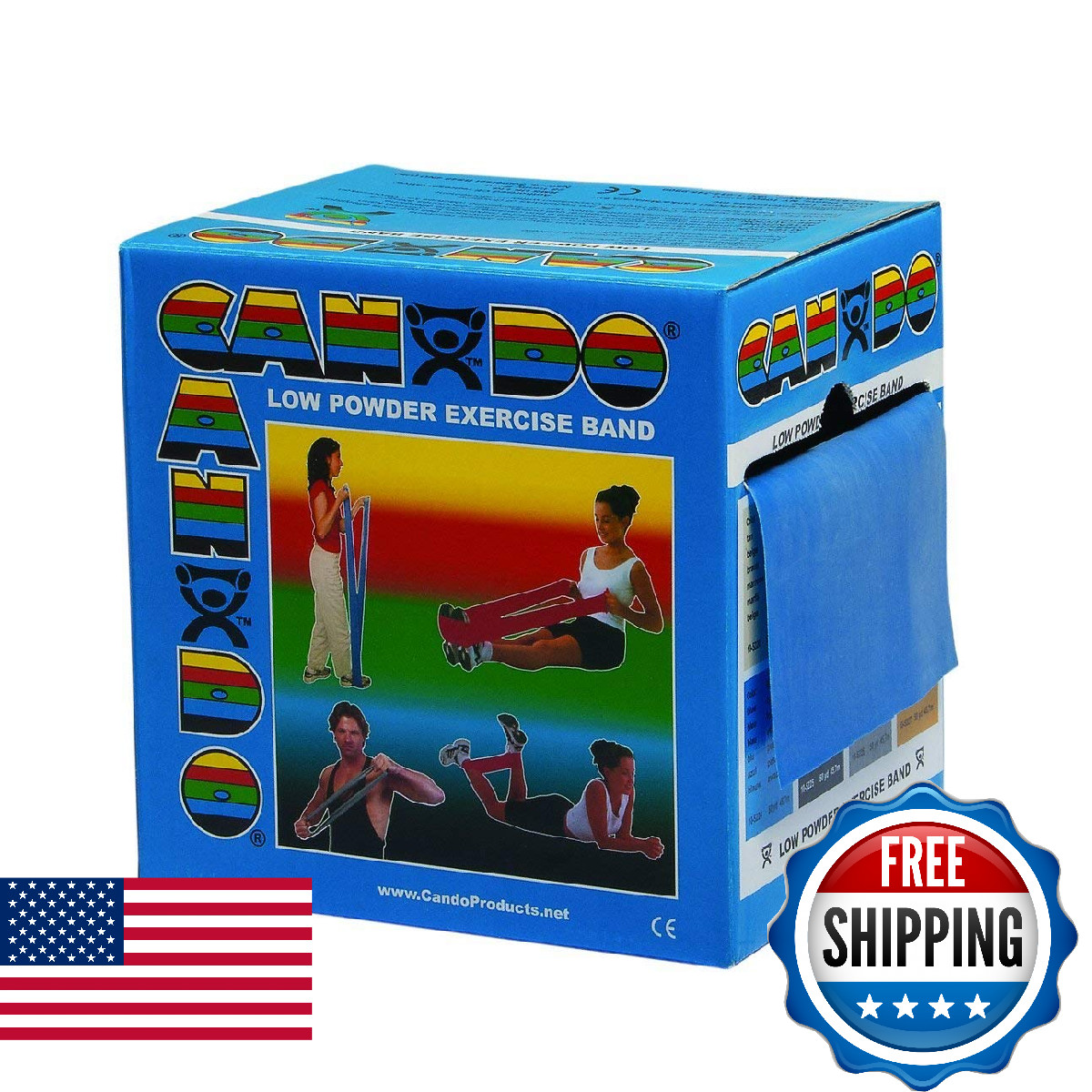 Cando Low Powder Exercise Band, 50 Yard roll, Blue: Heavy