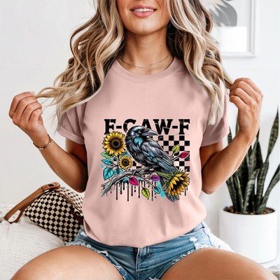 Rabe F-Caw-F Sonnenblumen Raben Tiere Damen Grafik T-Shirt -b