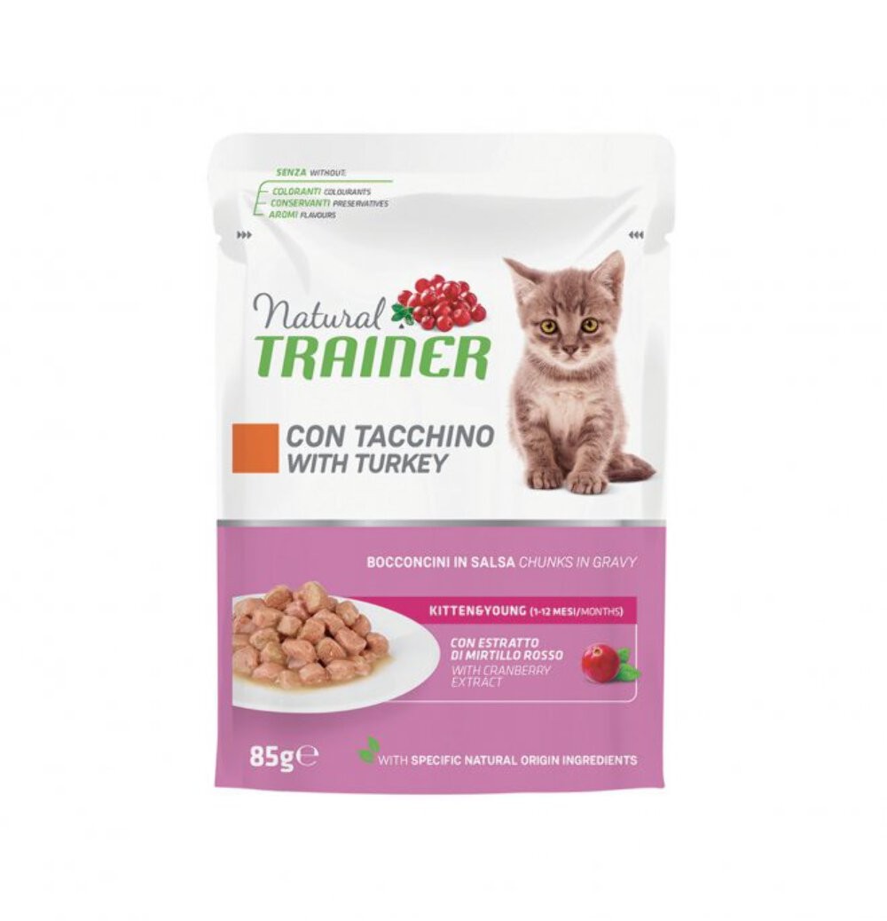 NATURAL TRAINER BUSTINA KITTEN&YOUNG CON TACCHINO 85 GR.