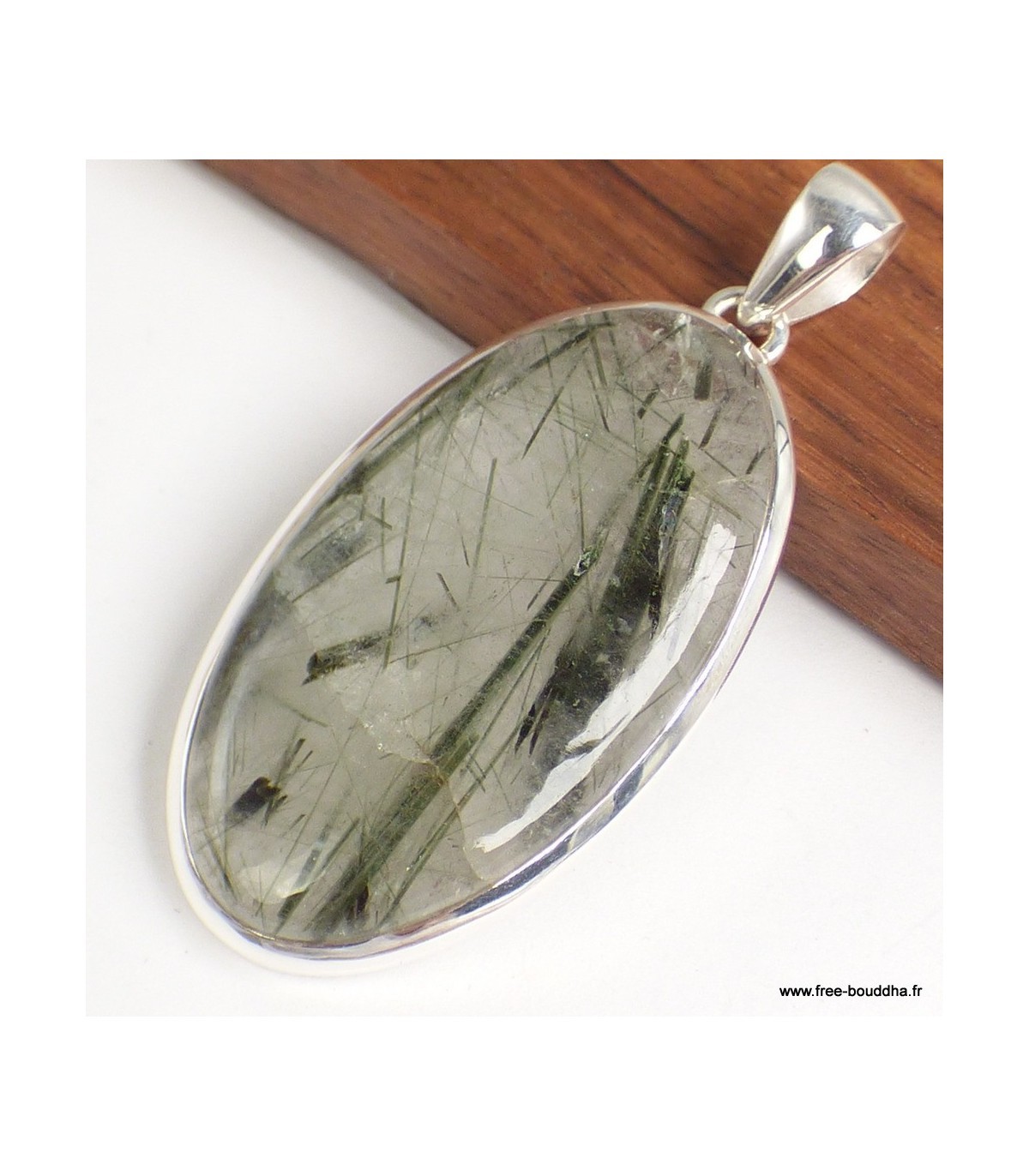 Pendentif Actinolite verte naturelle ovale grand modèle CWA23 pour homme et femme