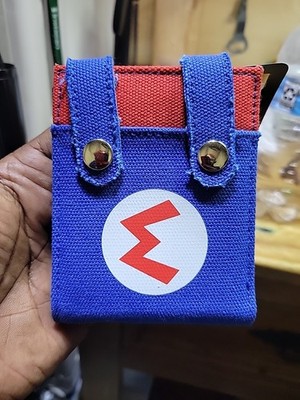 Super Mario Canvas Bi-Fold Wallet Blue Red Nintendo BioWorld