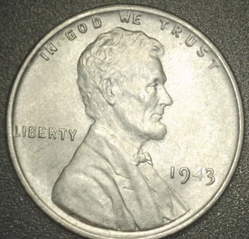 Uncirculated 1943 Philadelphia Mint Steel Lincoln Wheat Cent Has a weak "4"