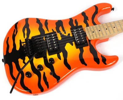 * MINT * Kramer Pacer Vintage Electric Guitar Floyd Rose Tiger Stripe Orange