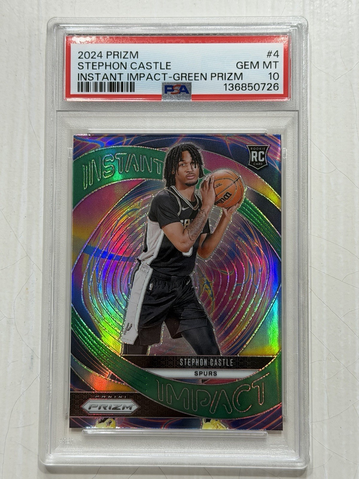 2024 Prizm #4 Stephon Castle Instant Impact Green Prizm PSA 10 Rookie RC